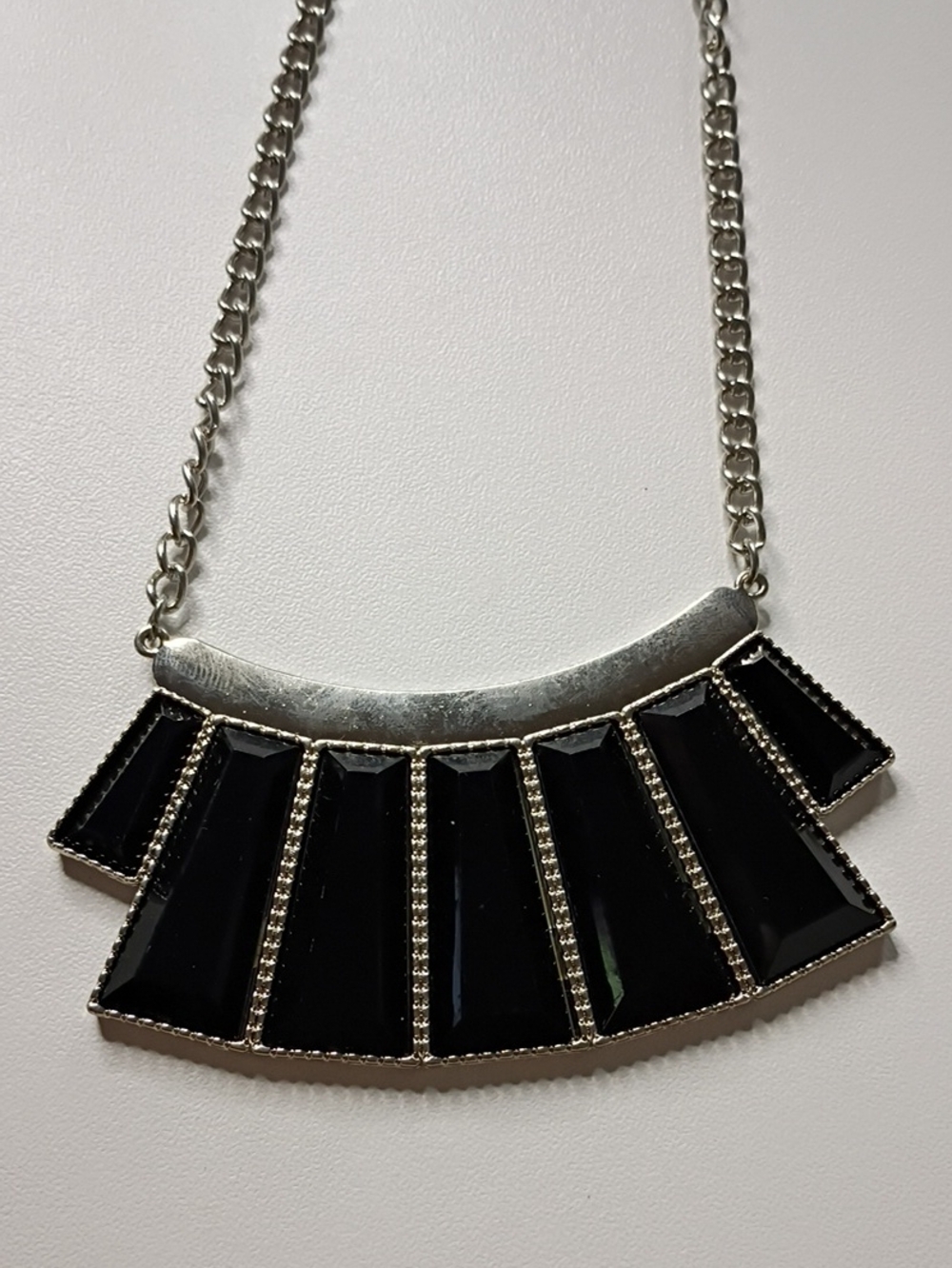 paparazzi Silver-Tone Black Geometric Bib Necklace